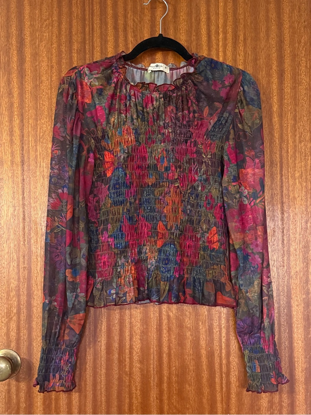 Natural Life Juliana Mesh Smocked Top
